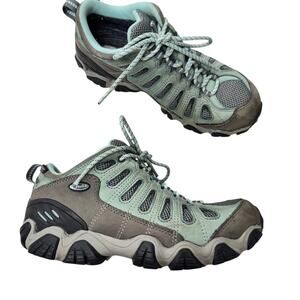 Oboz Grey Mint Green Hiking Shoes Womens 9 Gorpcore Outdoorsy Casual Lace Up